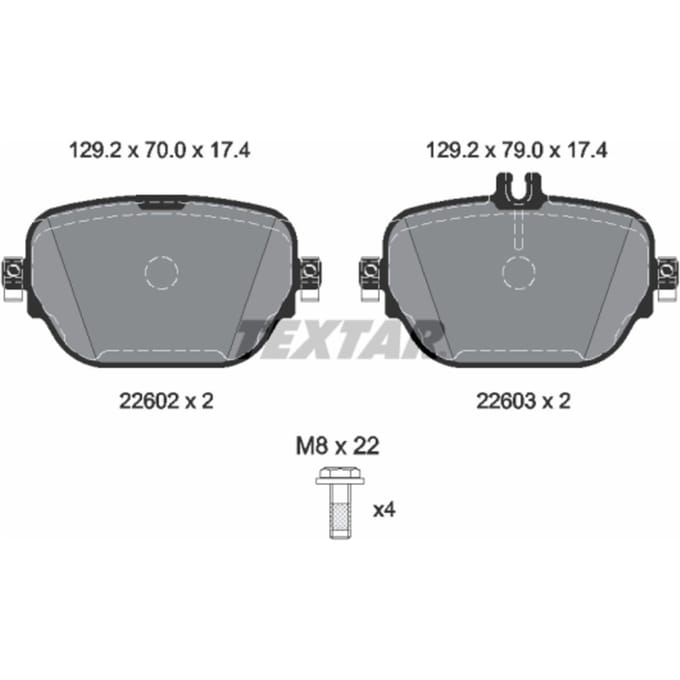 Remblokset TEXTAR 2260203, achter