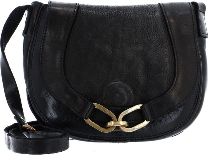 CAMPOMAGGI Leren Schoudertas Crossbody Medium Nero Zwart