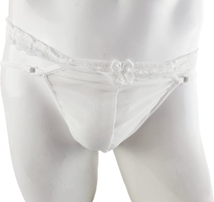 BamBella ® - Slip - maat Onesize S M L wit heren onderbroek mannen kant stof