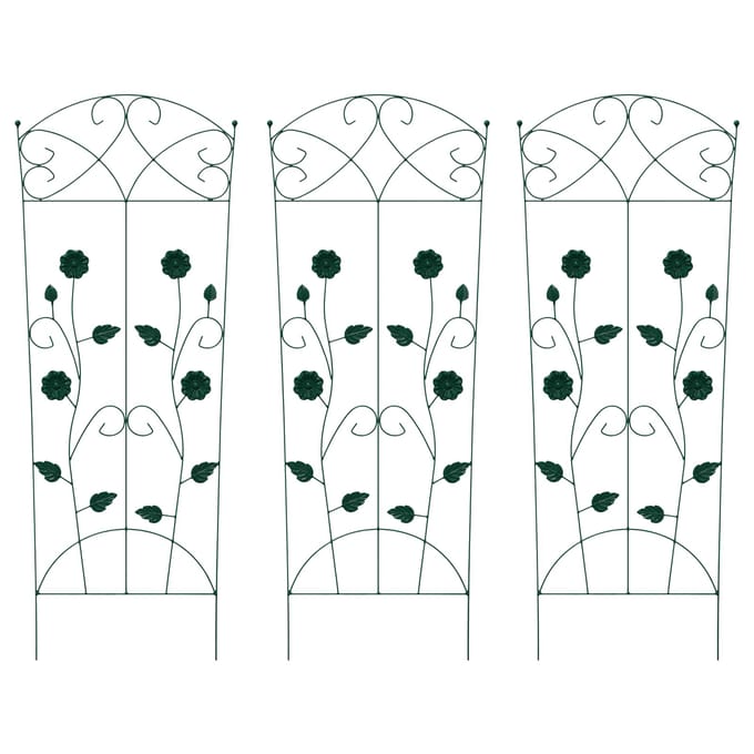vidaXL - Tuinhek - 3 - st - Groen - 110,5 - x - 42,5 - cm - Staal