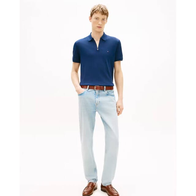 Tommy Hilfiger Interlock Zip Regular Polo Carbon Navy Größe: L | Poloshirts Outlet | Herren | Blau