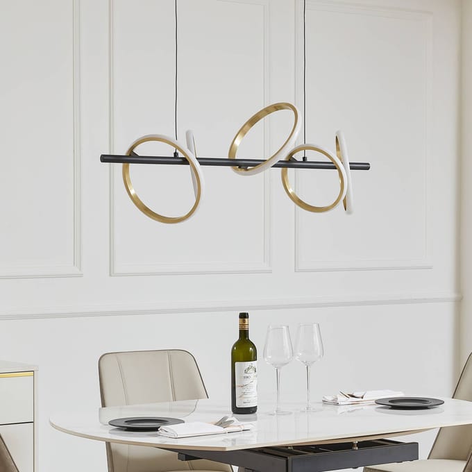 Lucande LED hanglamp Madu, zwart, metaal, 92,5 cm lang