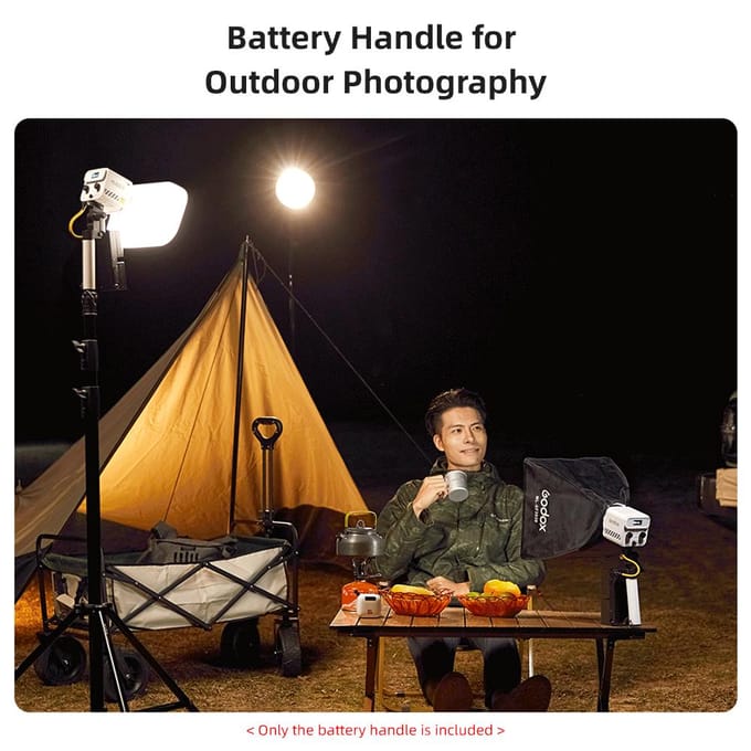 Godox AK-B02 Batterijhandgreep Handheld V Lock V-Mount Batterijbeugel voor Godox ML60II Bi Videolamp zwart