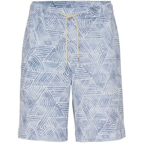 Desoto Bermuda Abstract Streaks Drawstring Short Wit-Blauw / male