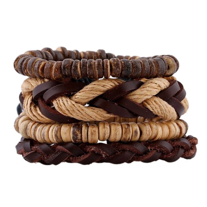 Joboly Leren Armband Set - Zwart Bruin - Heren