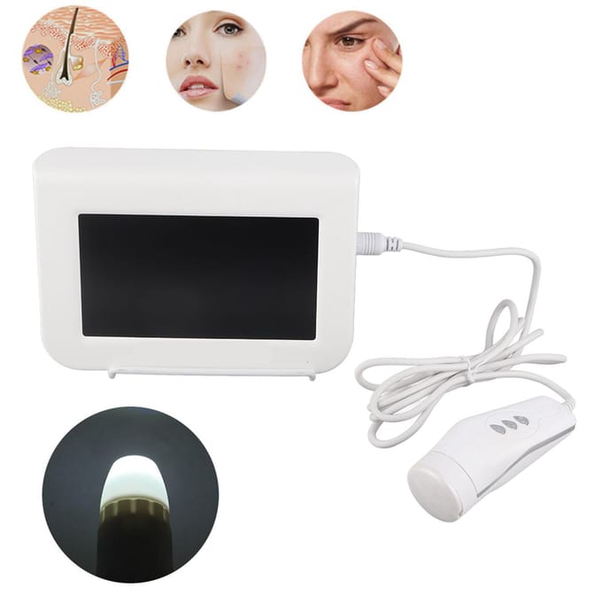 7 inch Oplaadbaar Type Hoofdhuid Haarzakje Huid Haar Detector Analyse Machine 100-240V EU Plug white