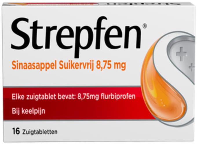 Strepfen Sinaasappel Suikervrij - 2 x 16 zuigtabletten