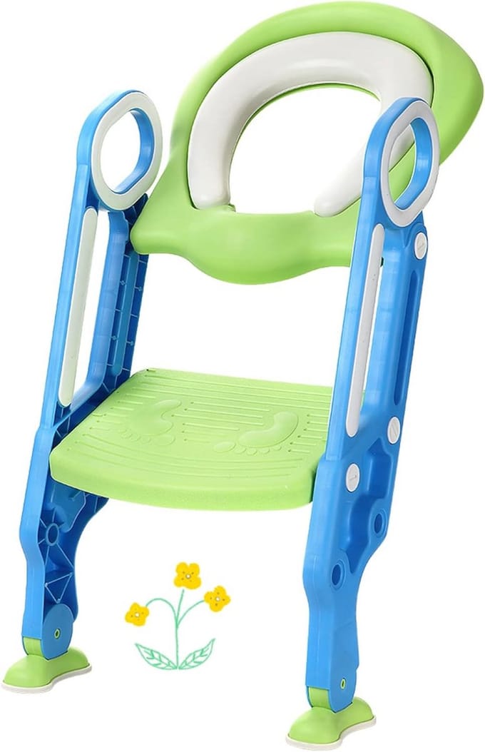 Inklapbare Kinder Toiletbril met Antislip Treden en Hoogteverstelling