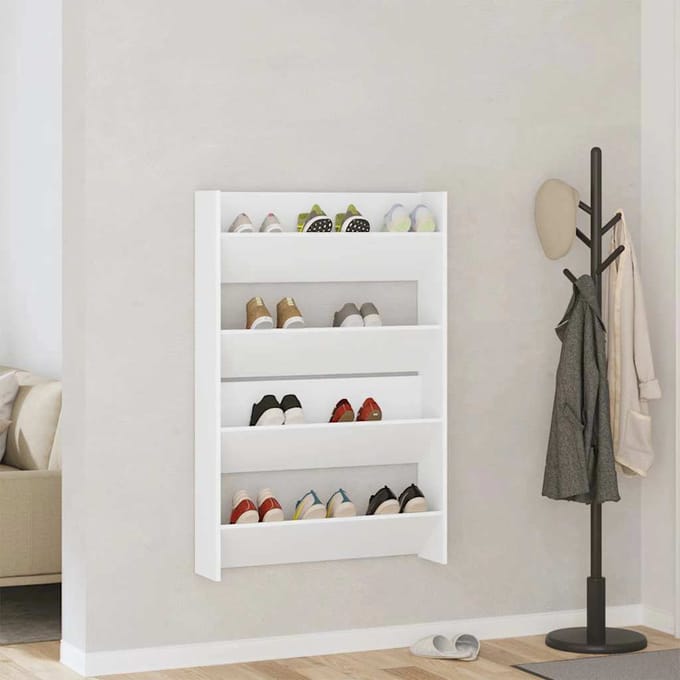 vidaXL - Wandschoenenkasten - 2 - st - 80x18x60 - cm - spaanplaat - wit
