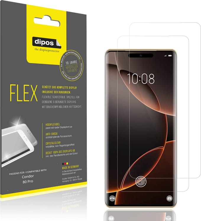 dipos – 2x Beschermfolie geschikt voor Condor 80 Pro | 3D Full Cover Screenprotector | 100% Passend