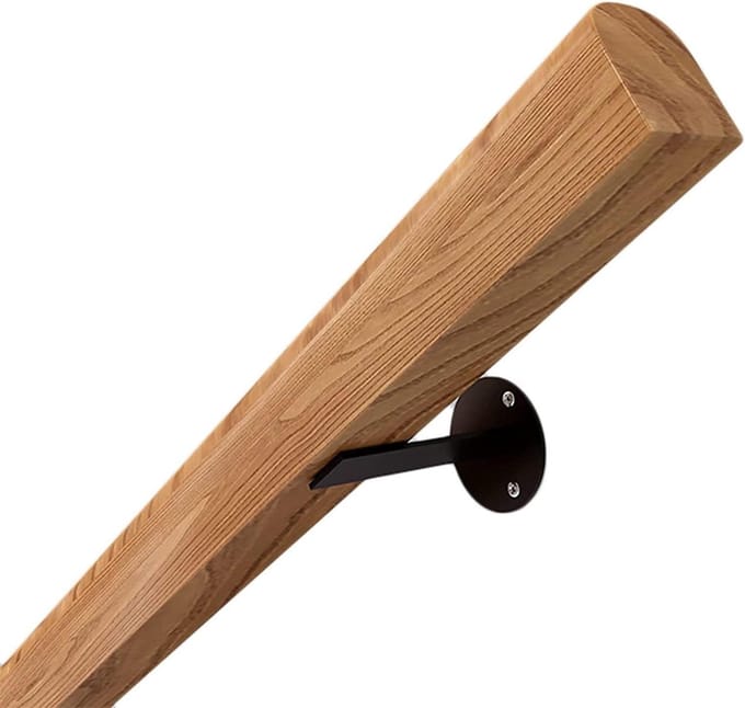 Houten Trapleuning - Wandsteun Leuning - Veilig Traplopen - Massief Hout Ontwerp - 2.2 Meter - Bruin