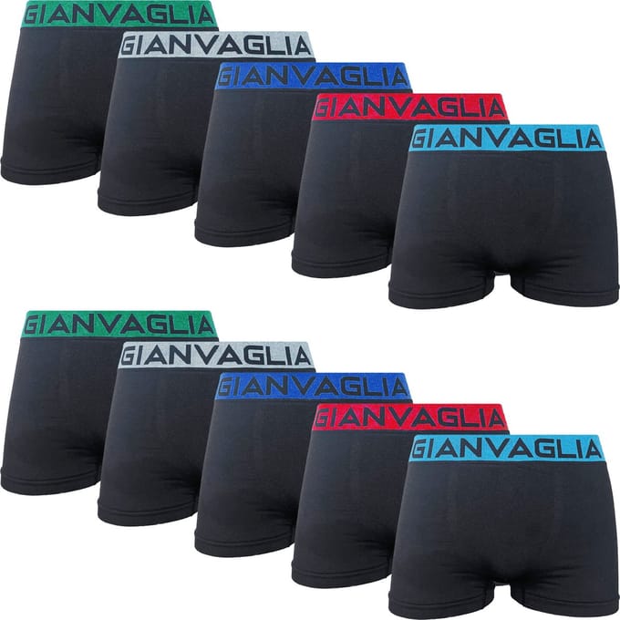 Microfiber Boxershorts Heren - 10-Pack - Naadloos - Zwart - Maat M/L