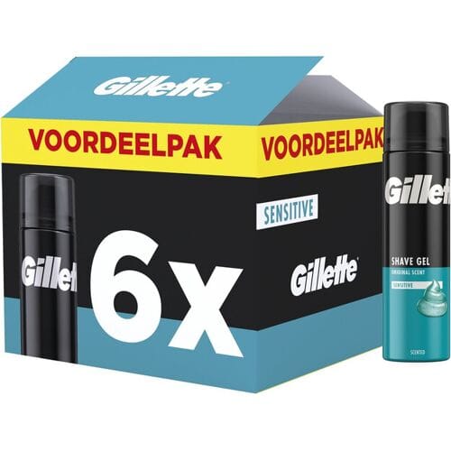 Gillette Scheergel voor een Gevoelige Huid - Verzorgende Scheerformule in een 6-Pack van 200 ml flessen