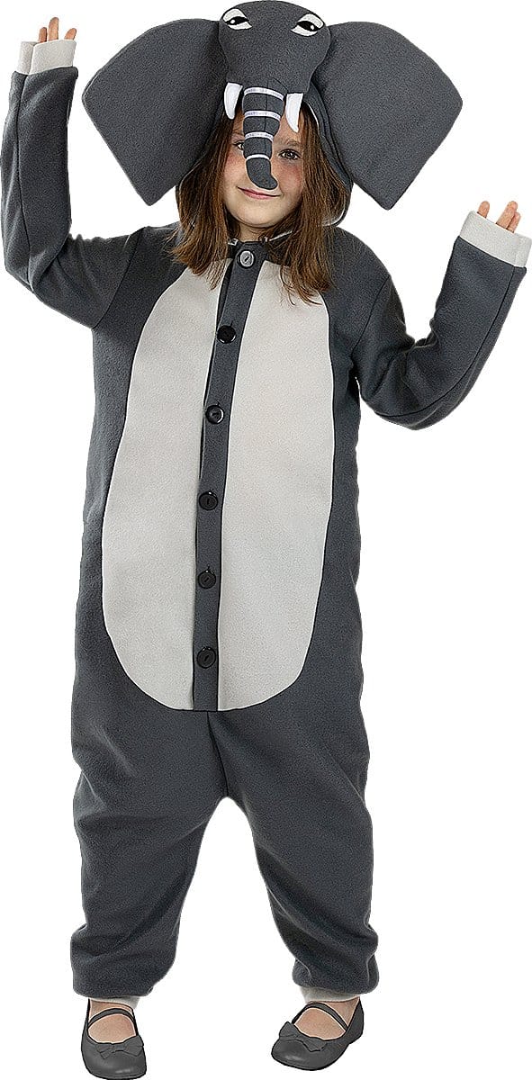 FUNIDELIA Olifanten Kostuum - Olifanten Onesie - 122-134 cm