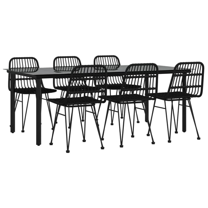 vidaXL - 7-delige - Tuinset - poly - rattan - zwart