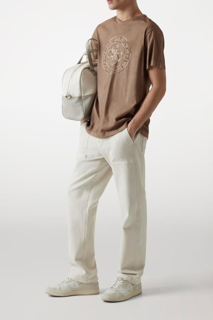GUESS Ss Cn Spray Crack Te Impact Grey Taglia: S | Magliette basic Outlet | Uomo | Grigio