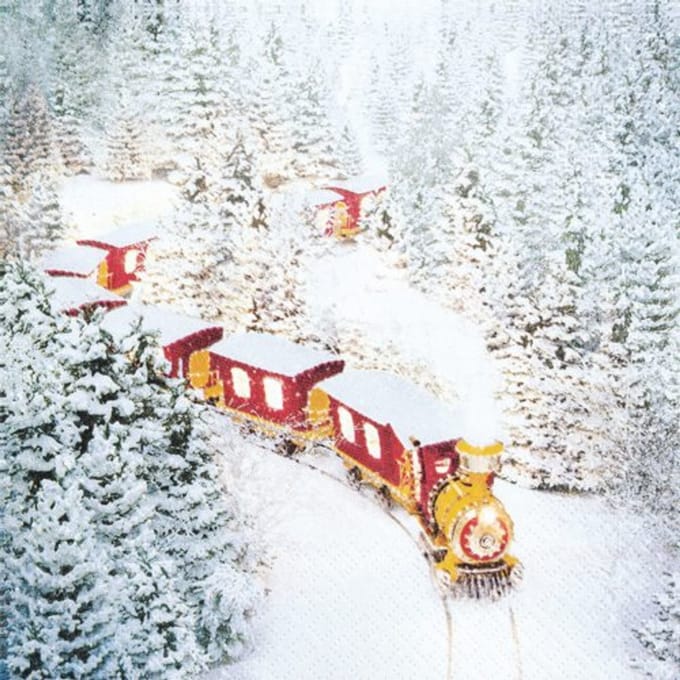 Home fashion kerst servetten, formaat 33 x 33 cm. - polar express