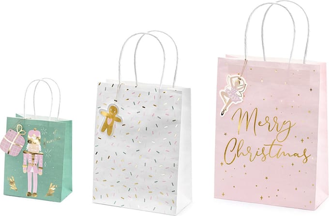 Kerst cadeau tasjes papier, mix van 3 verschillende tasjes