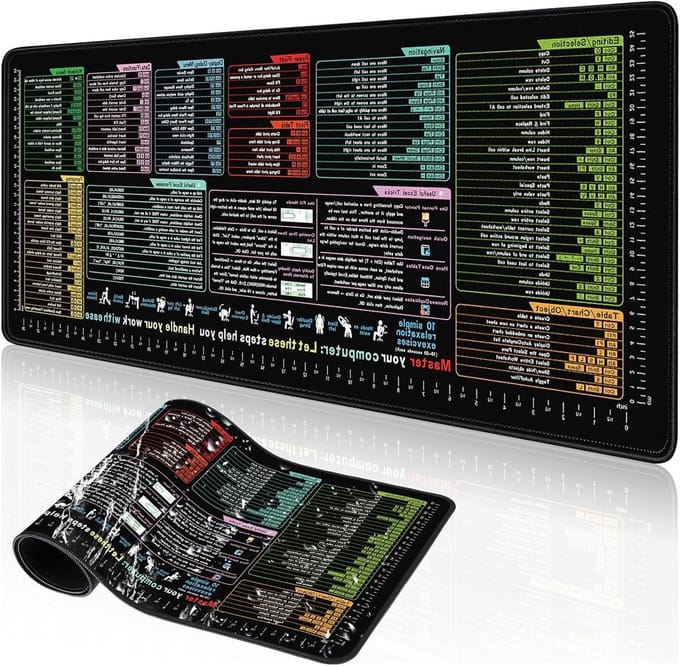Excel Bureauonderlegger - Excel Spiekbrief Mat - Efficiënter Werken - Met Excel Sneltoetsen - 80 x 30 cm - Grijs