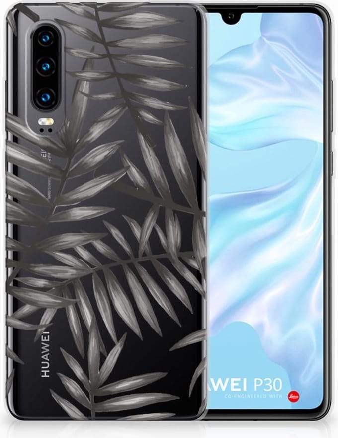 Back Cover voor Huawei P30 TPU Case Leaves Grey