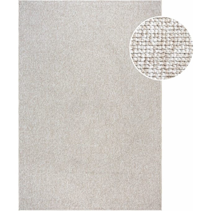 Muratap Lora plus laagpolig effen vloerkleed geweven design beige creme- 160x230 cm