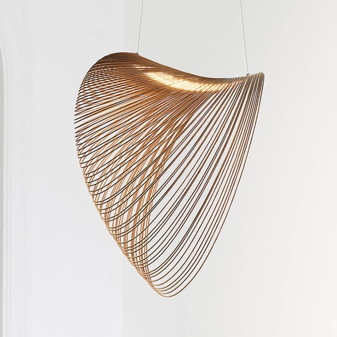 Luceplan Illan LED-hanglamp van hout dimbaar Ø 100 cm