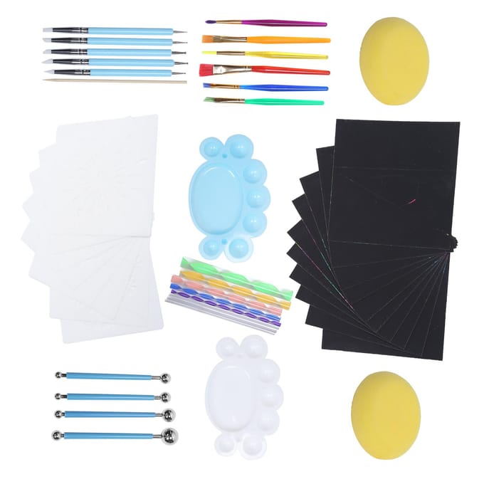 Stippelgereedschap Multifunctionele Mandala Rots Schilderset met Waterdichte Tas voor Aquarel white