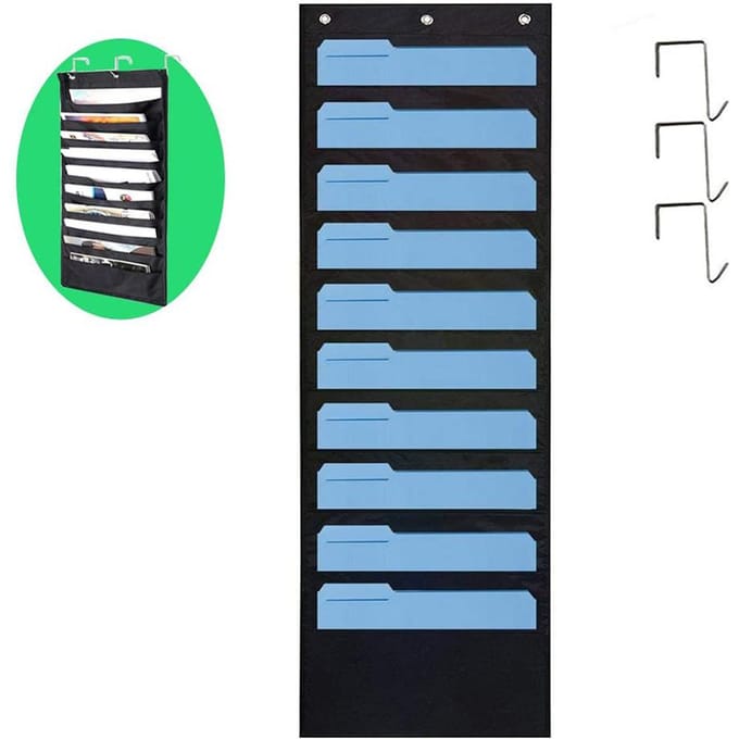 Hangende Wand Organizer 10 Zakken Wand Hangende Bestanden Organizer Opbergruimte Hangende Map voor Papieren zwart