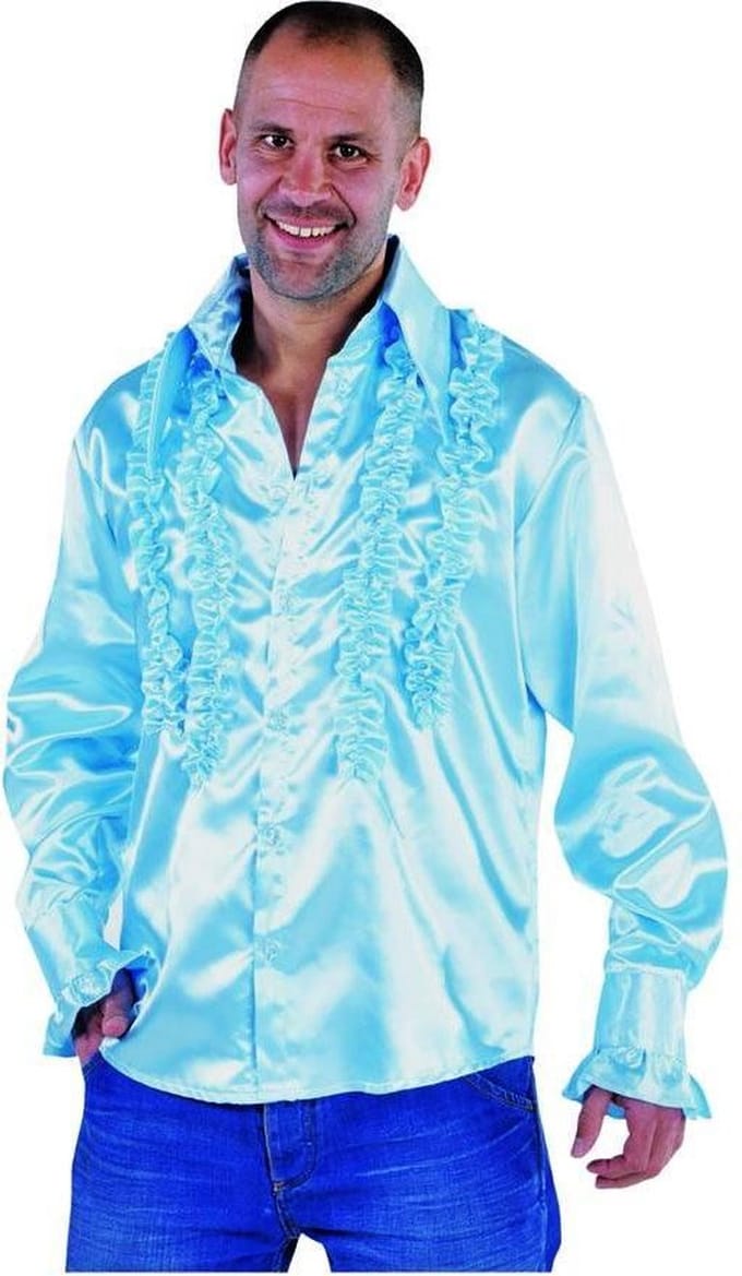 Ruche blouse overhemd blauw heren