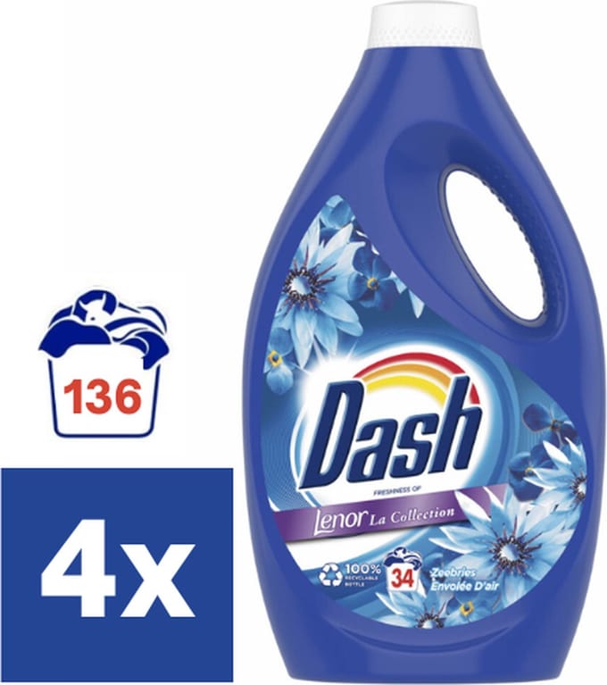 Dash Zeebries Vloeibaar Wasmiddel - 4 x 1870 ml (136 wasbeurten)
