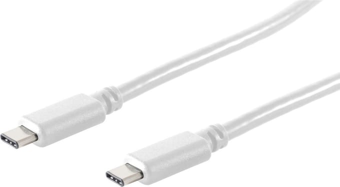 USB-C naar USB-C kabel - USB3.2 (tot 10 Gbit/s) - PD tot 20V/3A / wit- 1 meter