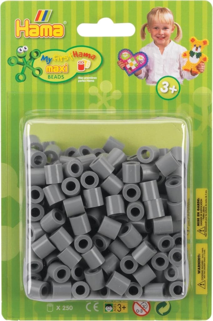 Hama strijkkralen maxi grijs - creatieve knutselset 250 stuks.
