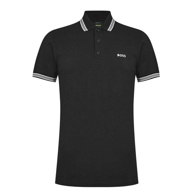 Boss Herenpoloshirt ‘Paddy’ met contrasterende boorden (Zwart, Wit)