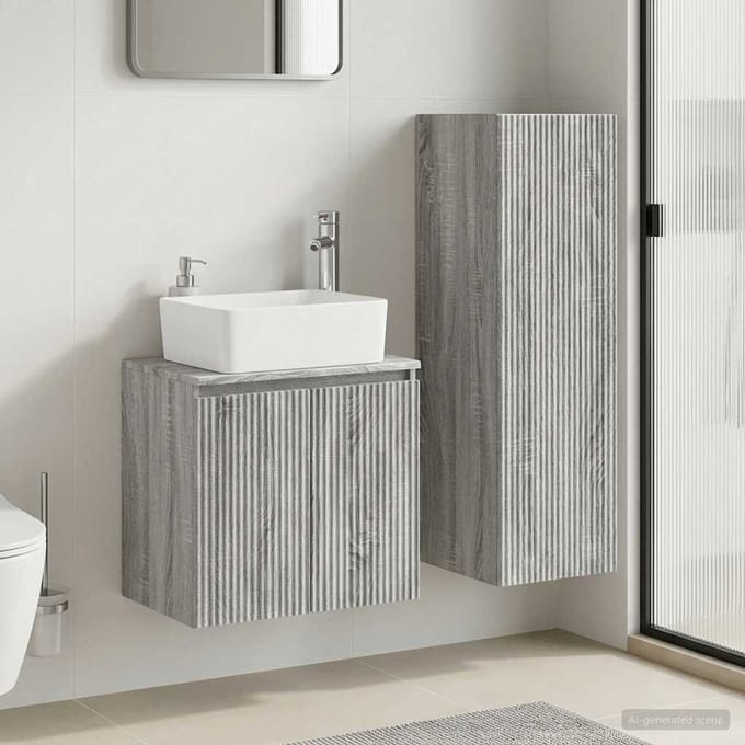 vidaXL - Badkamermeubel - Set - 2 - st - Grijs - Sonoma - 33 - x - 34,5 - x - 100 - cm