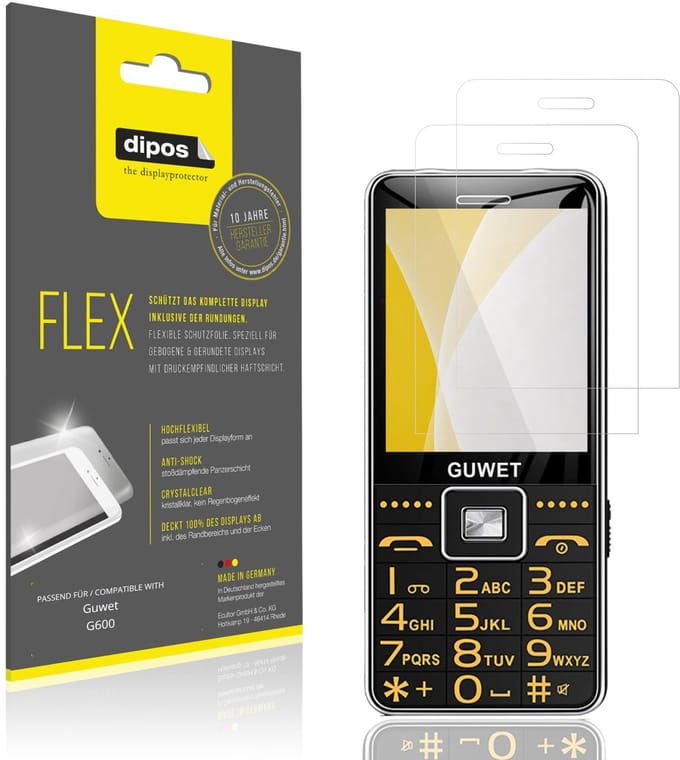 dipos – 2x Beschermfolie geschikt voor Guwet G600 | 3D Full Cover Screenprotector | 100% Passend