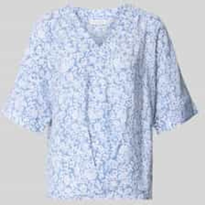regular fit blouse met V-hals en 1/2-mouwen