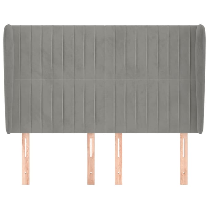vidaXL - Hoofdbord - met - randen - 147x23x118/128 - cm - fluweel - lichtgrijs