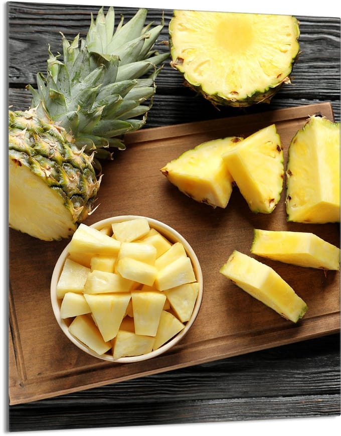 TMK ArtDeko Ananas Serie - Glazen Snijplank - 40x52 cm - Hartglas - Antibacterieel