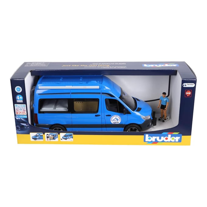 Bruder camper speelgoedauto MB Sprinter met chauffeur - blauw.