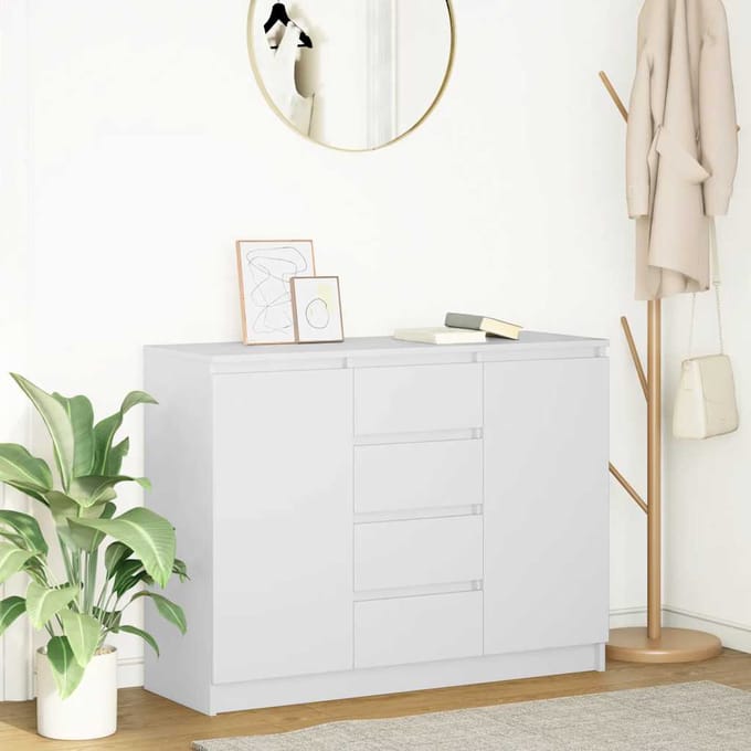 vidaXL - Dressoir - met - lades - 100,5x35x76 - cm - spaanplaat - wit