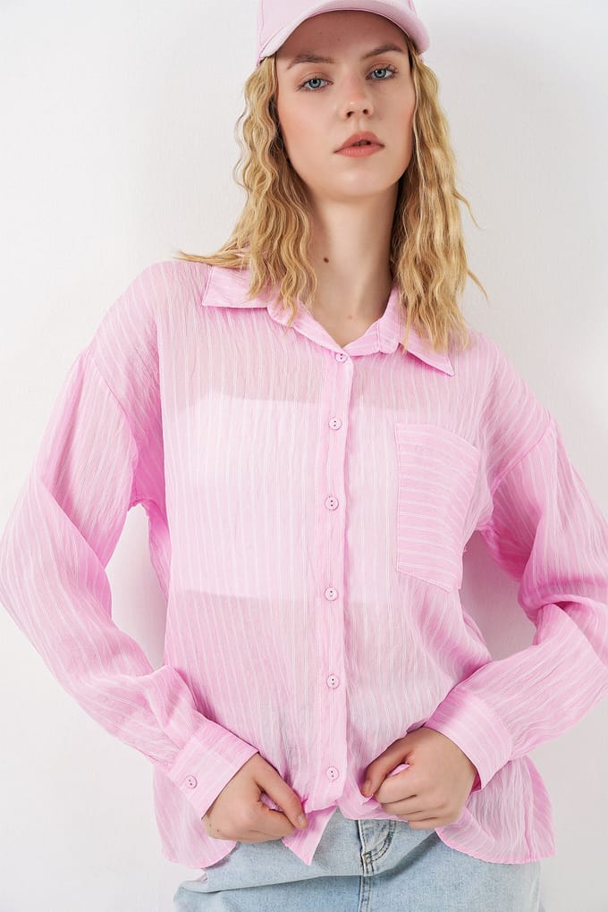 Oversized Gestreepte Knopenblouse