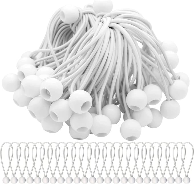 Set van 75 Elastische Straps met Sandowballs voor Tentdoeken, Banners en Zeilen