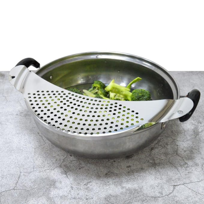 Pot Zeef Pot Zijkant Pan Afdruiprek Lekvrij Groente Rijst Was Water Filter Mand Baffle Afdruiprek Afvoergereedschap Thuis Keuken white