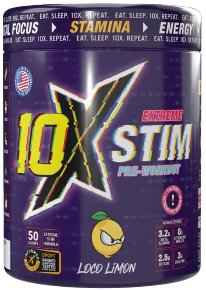 10X - Athletic - PRE WORKOUT - Engergy - Stim - PWO - LOCO LIMON - Lemon - Citroen