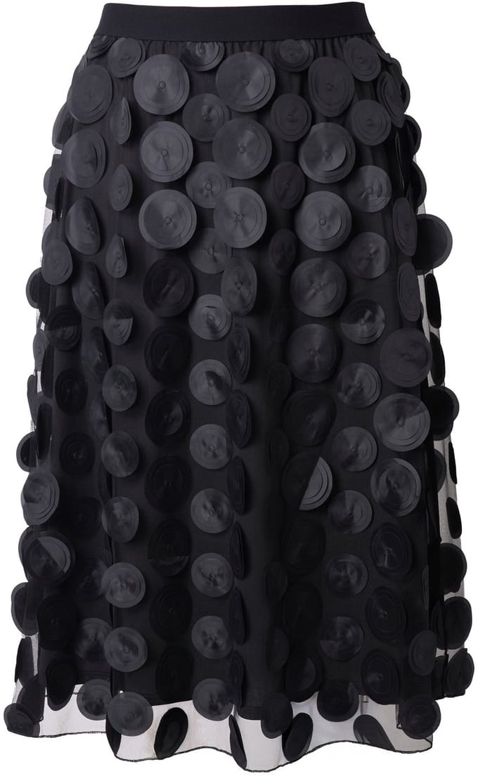 MIAMODA - Dames - Midirok a-lijn 3S-applicaties opaque - Zwart - Maat 44