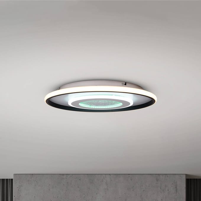 Näve Livana LED plafondlamp, wit/zwart, Ø 50 cm, CCT, dimbaar