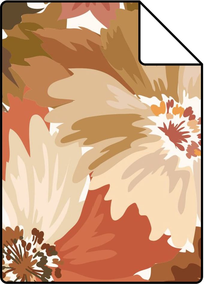 Proefstaal ESTAhome behang bloemen terracotta - 26.5 x 21 cm - 131265-S