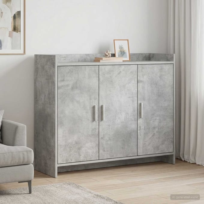 vidaXL - Dressoir - Betongrijs - 98,5 - x - 33 - x - 80 - cm - Bewerkt - hout