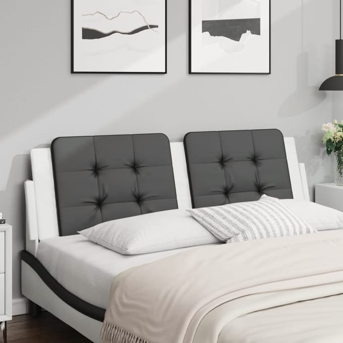 vidaXL - Hoofdbordkussen - "Zadar" - 160 - cm - kunstleer - zwart - en - wit