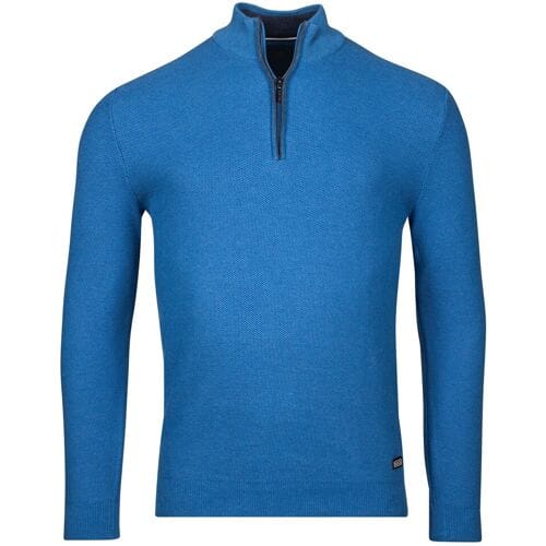 Baileys Trui Half Zip Structure Knit Combed Cotton Bright Cobalt / male